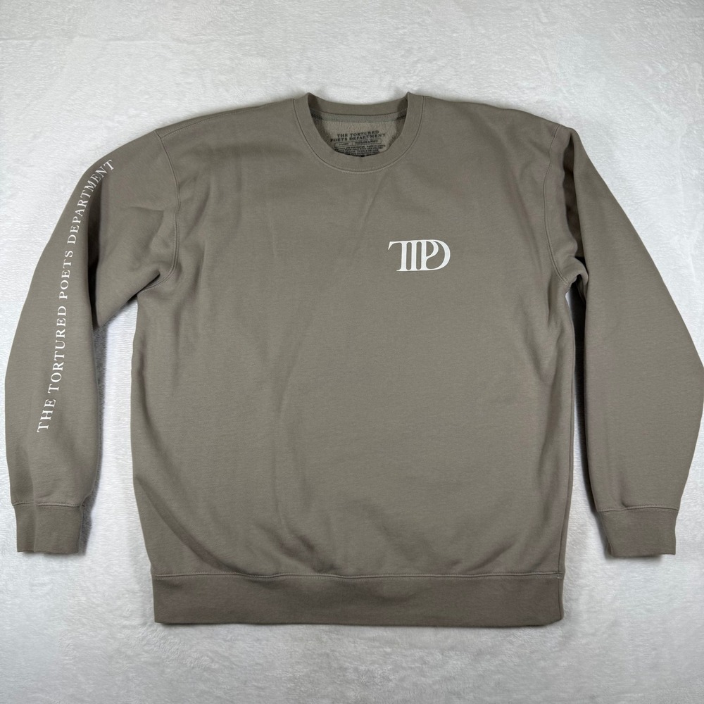 Taylor Swift The Tortured Poets Department TTPD Taupe Crewneck Sweatshirt XL